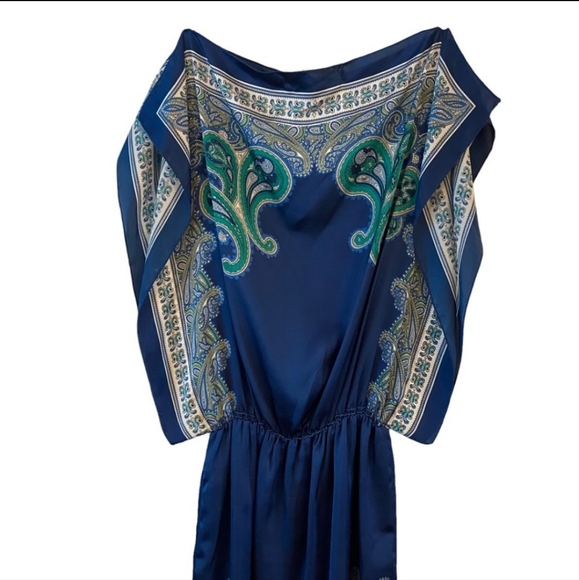 Max Studio | Short Flowy Blouson Handkerchief Dress w/ Boho Pattern M - Picture 6 of 13